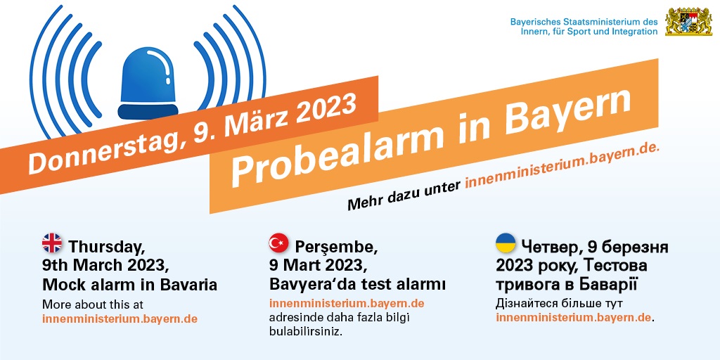 Probealarm in Bayern – 09. März 2023